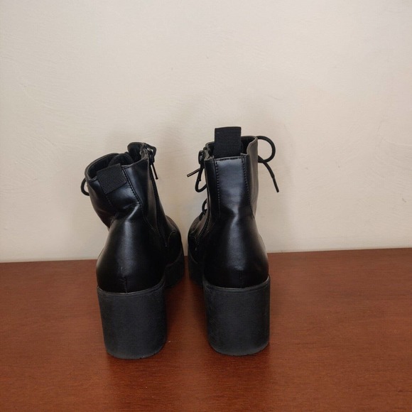 Wild Diva Women's Chunky Y2K Combat Boots Block Hill Size 6 Black Zipper. 3e - Picture 2 of 6